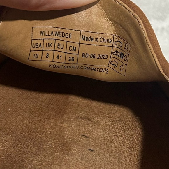 Vionic Willa Wedge Loafer Women’s Size 10. Toffee. Water Repellant Suede Upper - Picture 9 of 12